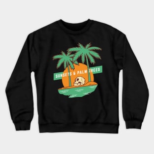Sunsets And Palm Trees Vintage Skeleton Crewneck Sweatshirt